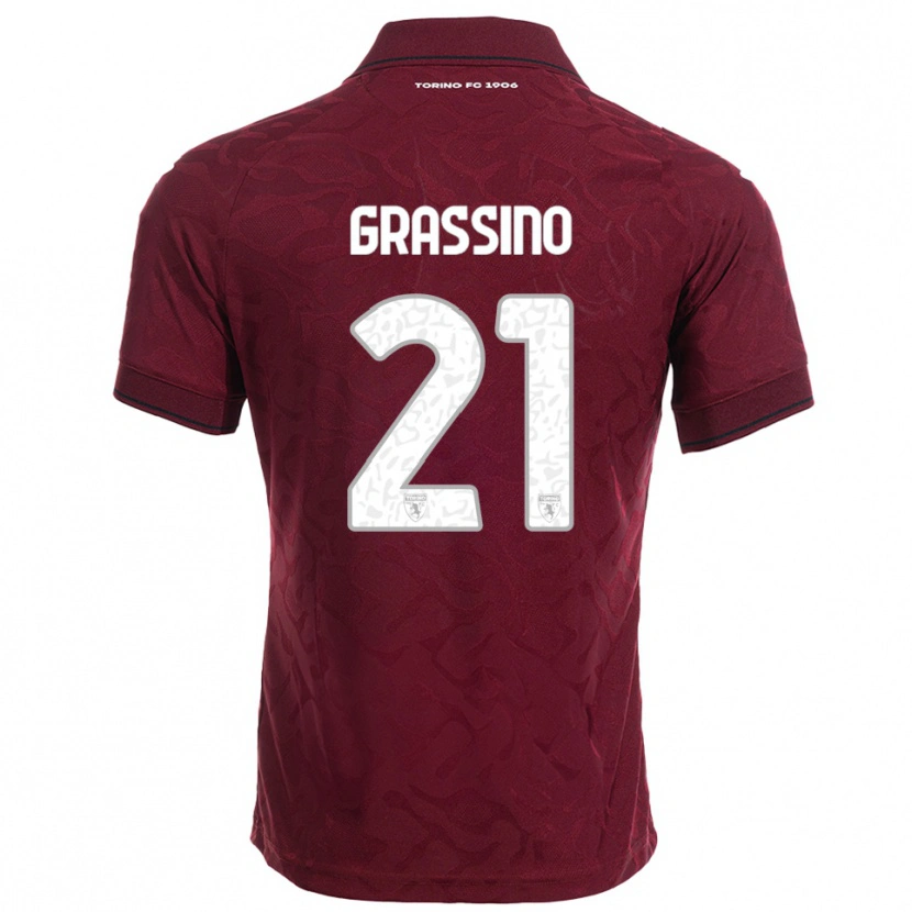 Danxen Dzieci Giulia Grassino #21 Burgundowy Biały Domowa Koszulka 2025/26 Koszulki Klubowe