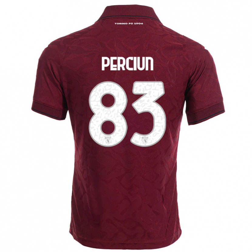 Danxen Dzieci Sergiu Perciun #83 Burgundowy Biały Domowa Koszulka 2025/26 Koszulki Klubowe