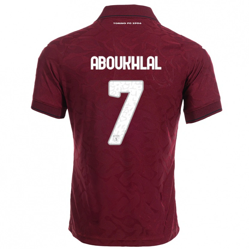 Danxen Dzieci Zakaria Aboukhlal #7 Burgundowy Biały Domowa Koszulka 2025/26 Koszulki Klubowe