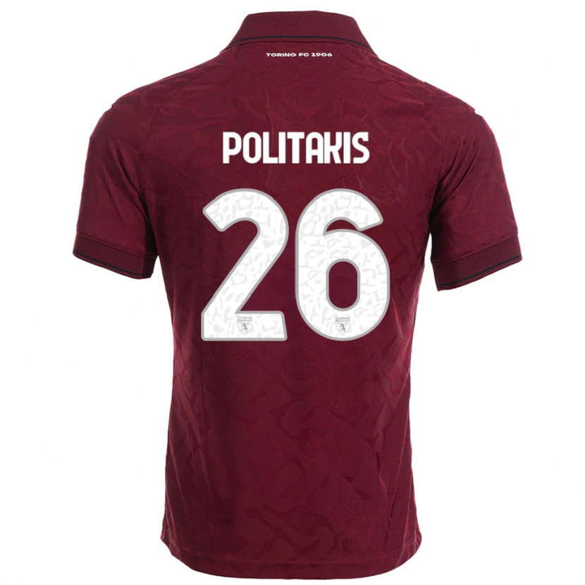 Danxen Dzieci Grigorios Politakis #26 Burgundowy Biały Domowa Koszulka 2025/26 Koszulki Klubowe