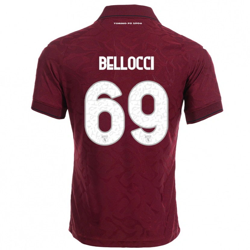 Danxen Dzieci Andrea Bellocci #69 Burgundowy Biały Domowa Koszulka 2025/26 Koszulki Klubowe