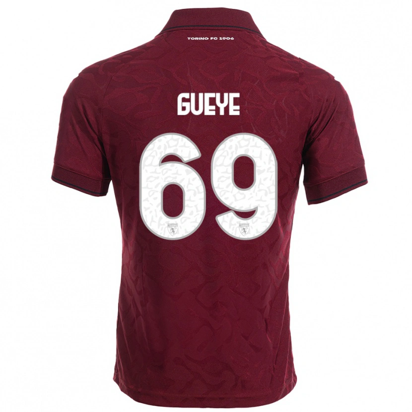 Danxen Dzieci Ousmane Gueye #69 Burgundowy Biały Domowa Koszulka 2025/26 Koszulki Klubowe