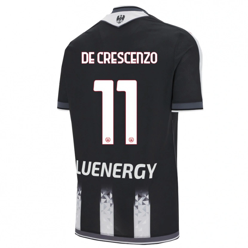 Danxen Dzieci Marco De Crescenzo #11 Czarny Biały Domowa Koszulka 2025/26 Koszulki Klubowe