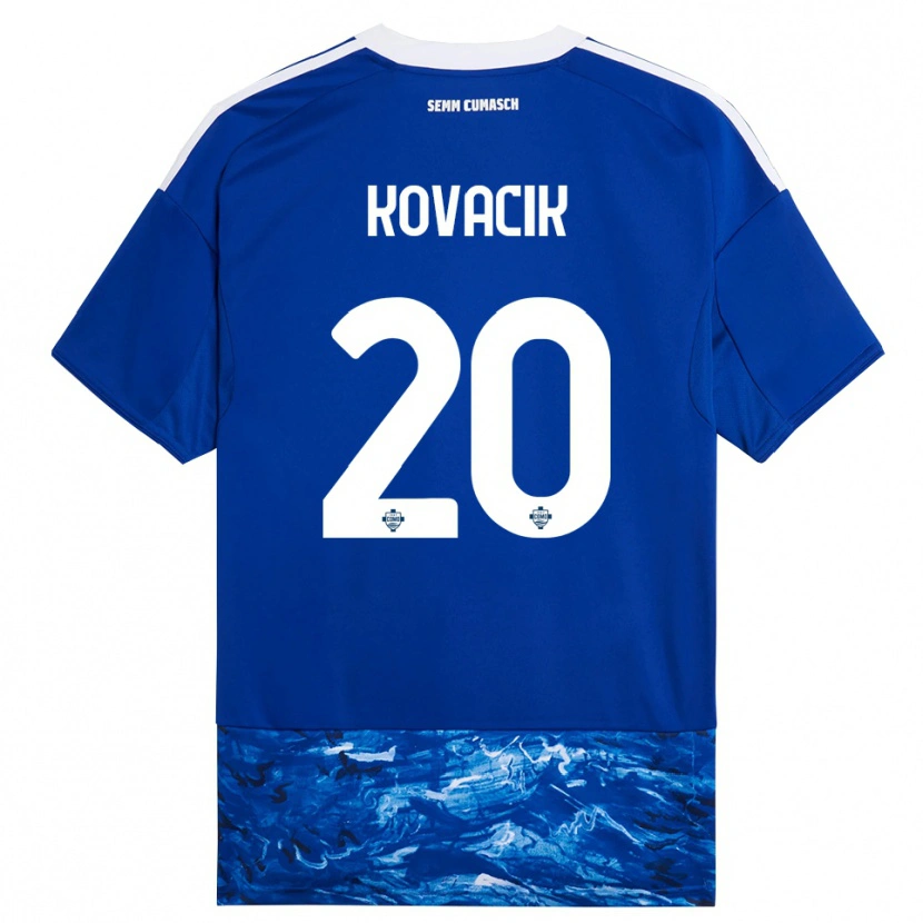 Danxen Dzieci Peter Kovacik #20 Niebieski Biały Domowa Koszulka 2025/26 Koszulki Klubowe
