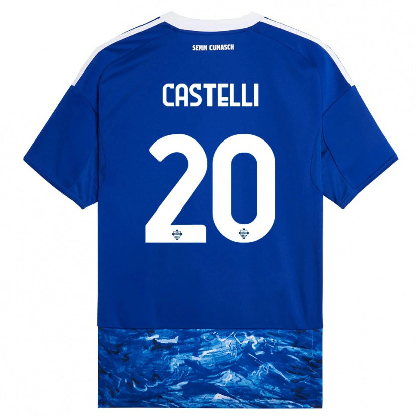 Danxen Dzieci Matteo Castelli #20 Niebieski Biały Domowa Koszulka 2025/26 Koszulki Klubowe