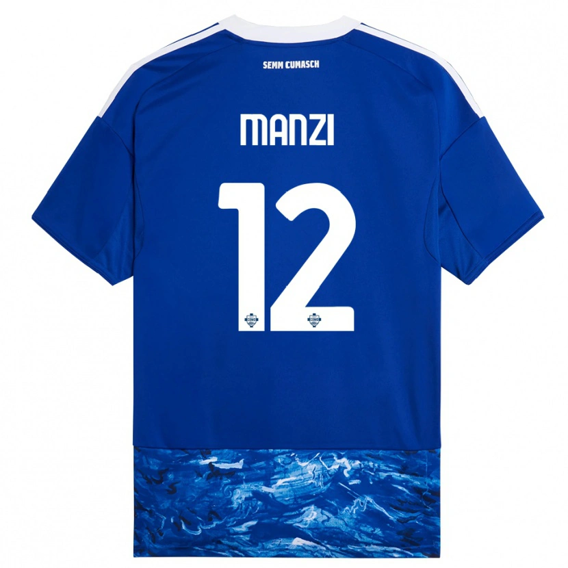 Danxen Dzieci Federico Manzi #12 Niebieski Biały Domowa Koszulka 2025/26 Koszulki Klubowe