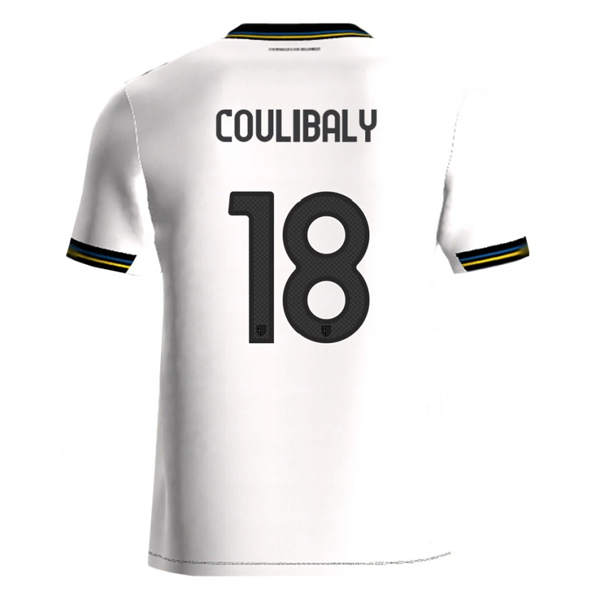 Danxen Dzieci Aboubacar-Sama Coulibaly #18 Biały Czarny Domowa Koszulka 2025/26 Koszulki Klubowe
