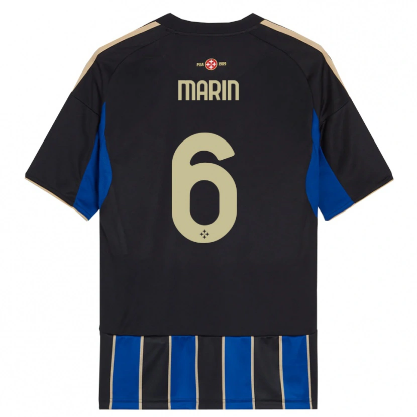 Danxen Dzieci Marius Marin #6 Czarny Niebieski Domowa Koszulka 2025/26 Koszulki Klubowe