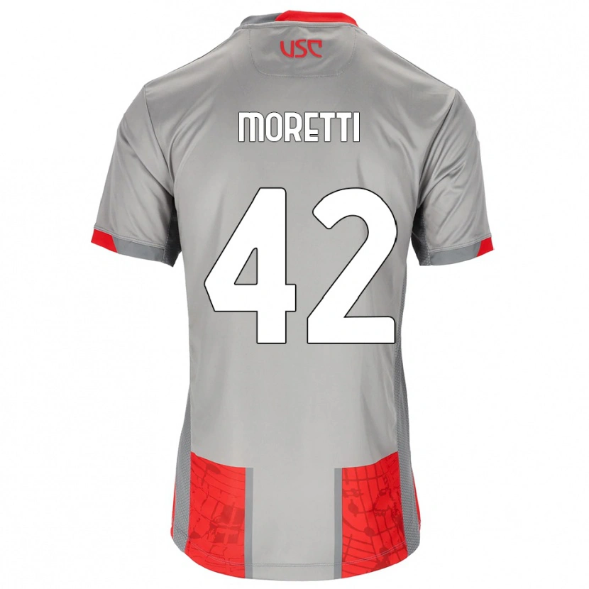 Danxen Dzieci Lorenzo Moretti #42 Czerwony Szary Domowa Koszulka 2025/26 Koszulki Klubowe