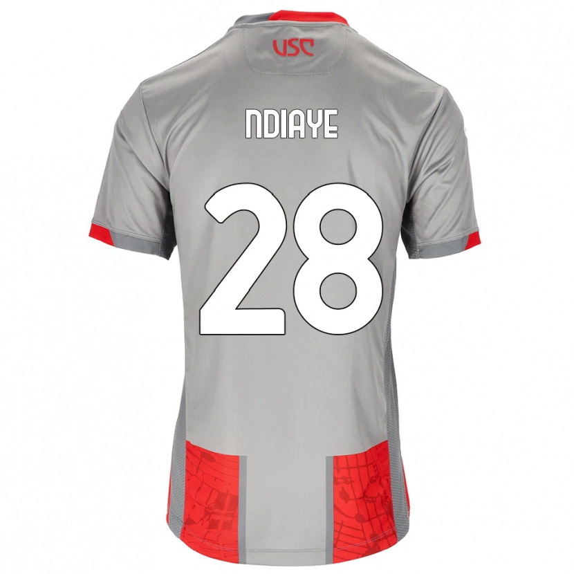 Danxen Dzieci Maissa Ndiaye #28 Czerwony Szary Domowa Koszulka 2025/26 Koszulki Klubowe