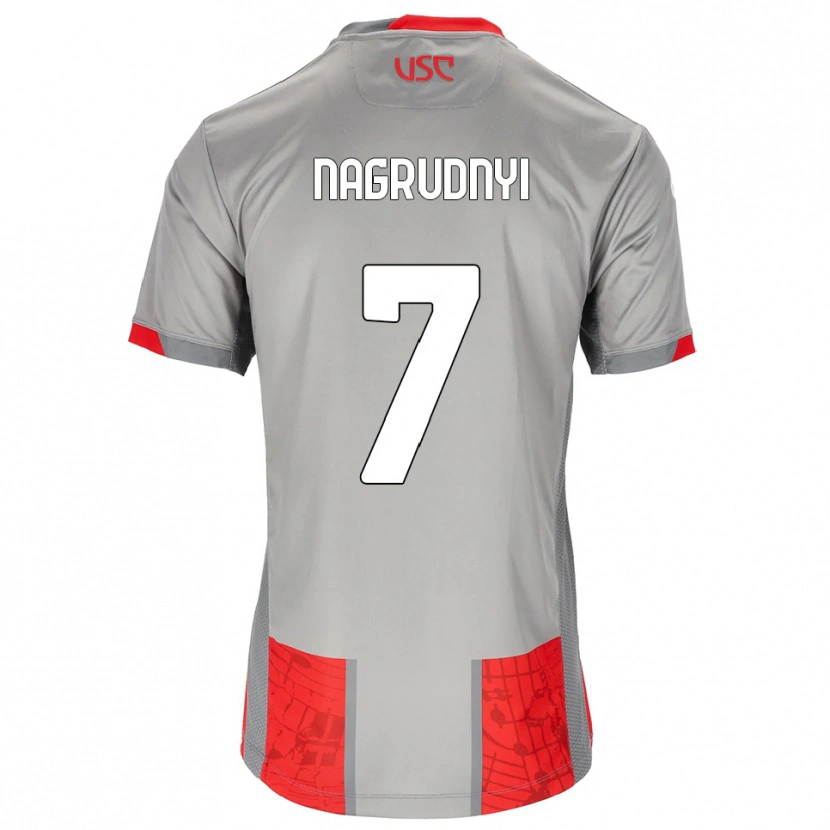 Danxen Dzieci Vladyslav Nagrudnyi #7 Czerwony Szary Domowa Koszulka 2025/26 Koszulki Klubowe