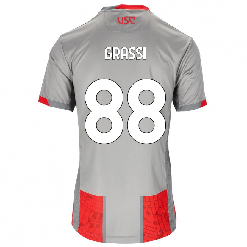 Danxen Dzieci Alberto Grassi #88 Czerwony Szary Domowa Koszulka 2025/26 Koszulki Klubowe