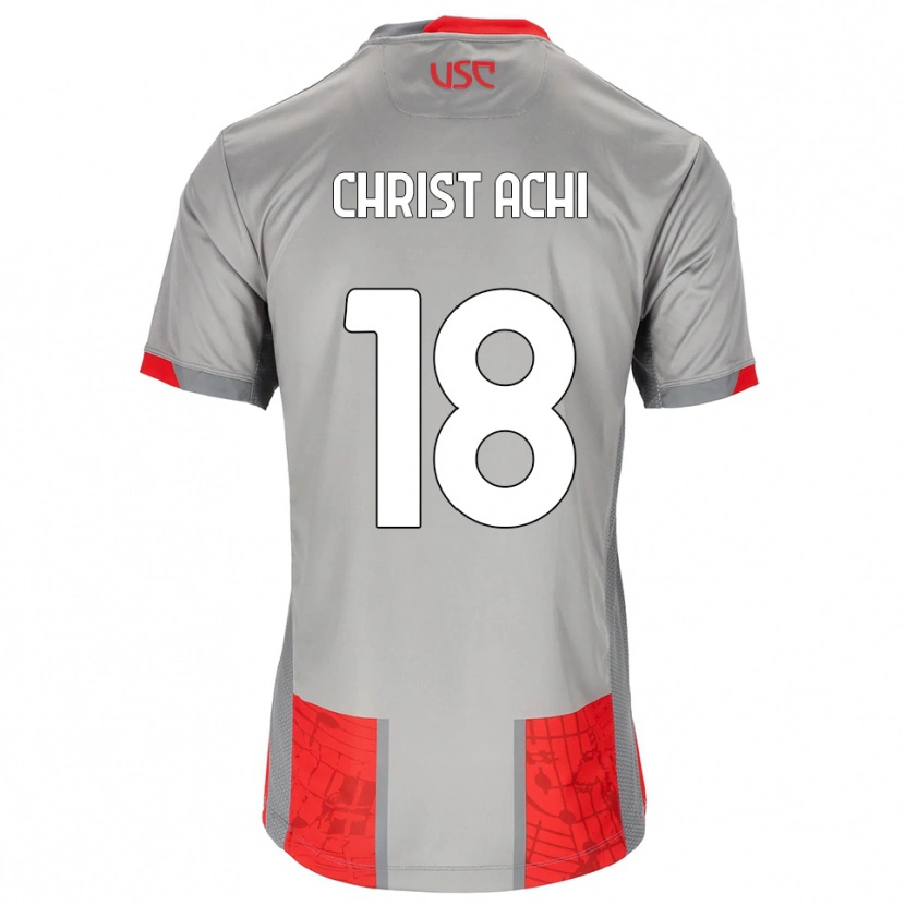 Danxen Dzieci Ange Christ Achi #18 Czerwony Szary Domowa Koszulka 2025/26 Koszulki Klubowe