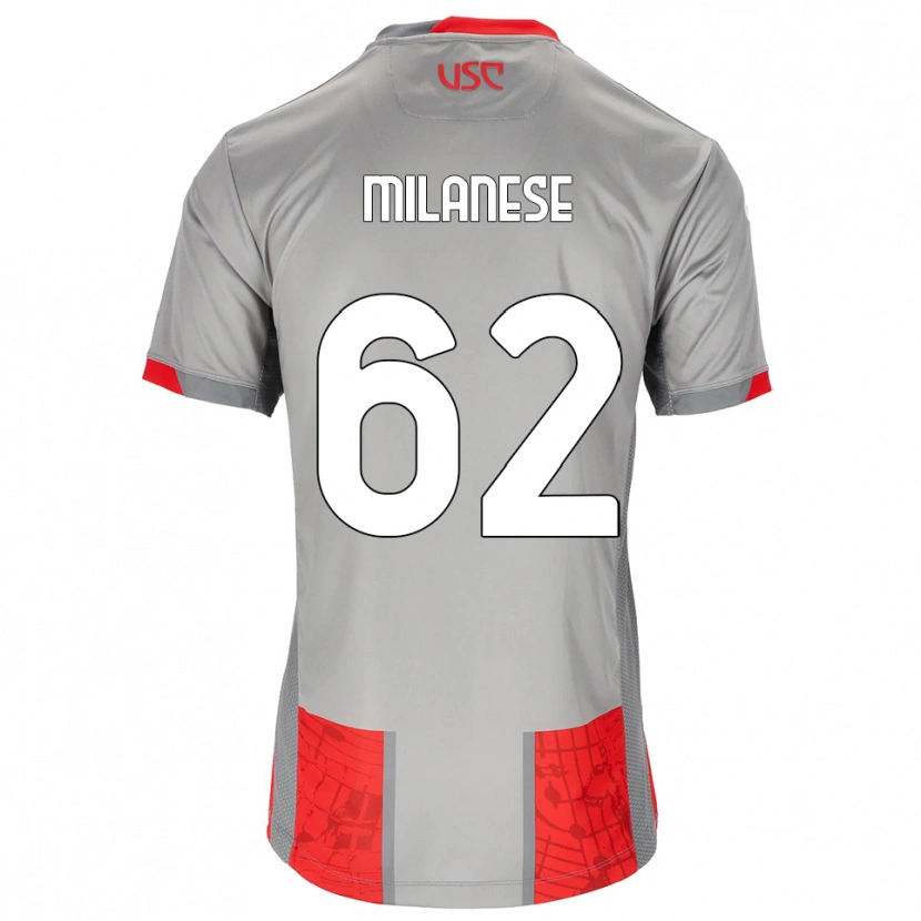 Danxen Dzieci Tommaso Milanese #62 Czerwony Szary Domowa Koszulka 2025/26 Koszulki Klubowe