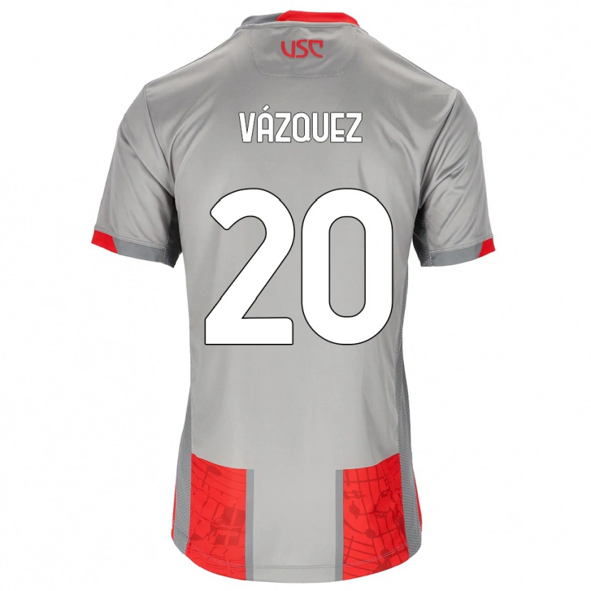 Danxen Dzieci Franco Vázquez #20 Czerwony Szary Domowa Koszulka 2025/26 Koszulki Klubowe