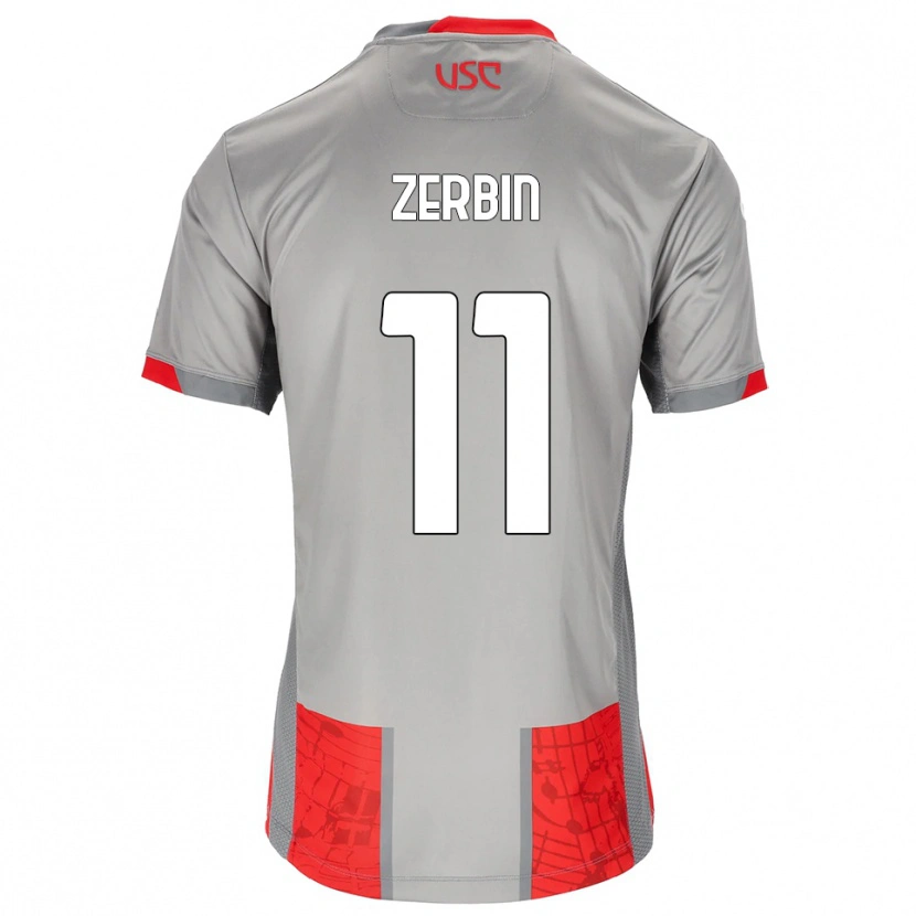 Danxen Dzieci Alessio Zerbin #11 Czerwony Szary Domowa Koszulka 2025/26 Koszulki Klubowe