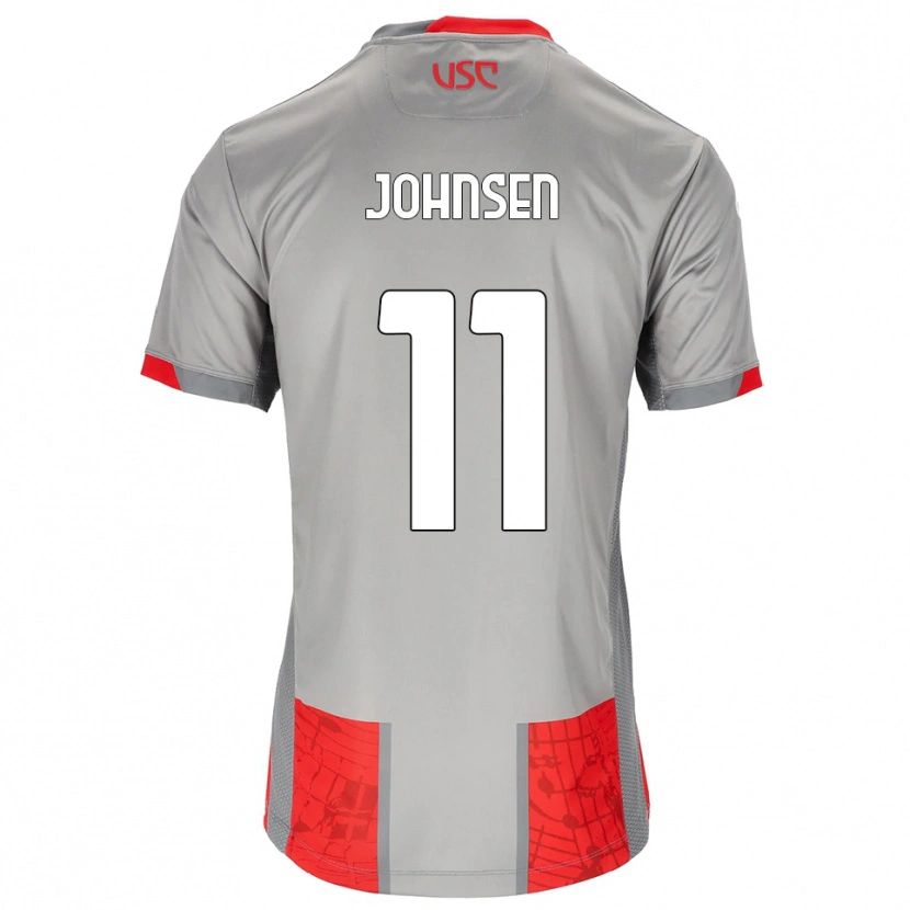 Danxen Dzieci Dennis Johnsen #11 Czerwony Szary Domowa Koszulka 2025/26 Koszulki Klubowe