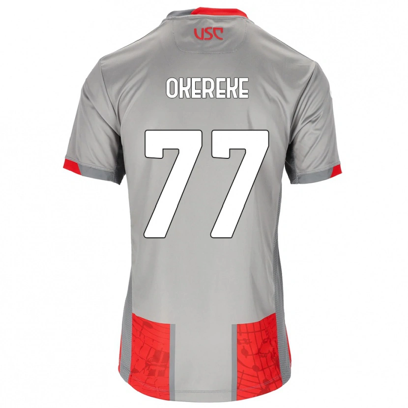 Danxen Dzieci David Okereke #77 Czerwony Szary Domowa Koszulka 2025/26 Koszulki Klubowe