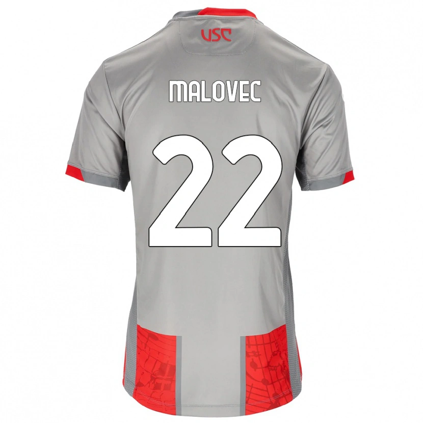 Danxen Dzieci Adrian Malovec #22 Czerwony Szary Domowa Koszulka 2025/26 Koszulki Klubowe