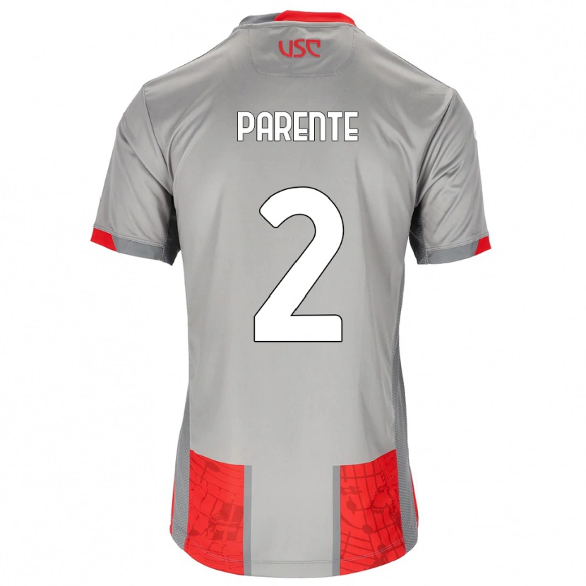 Danxen Dzieci Mattia Parente #2 Czerwony Szary Domowa Koszulka 2025/26 Koszulki Klubowe