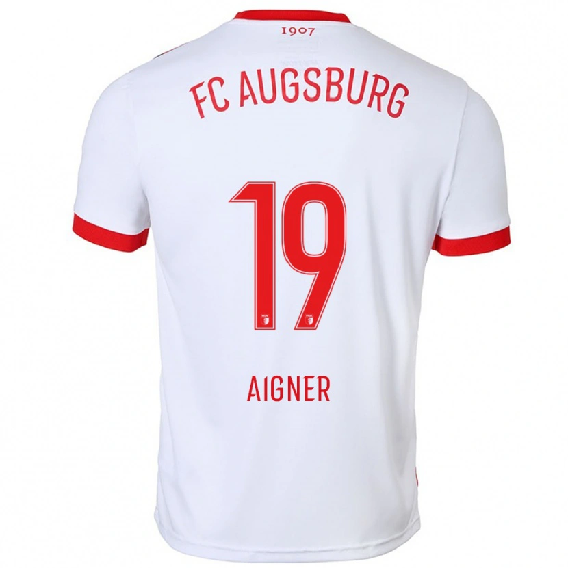 Danxen Dzieci Lukas Aigner #19 Biały Czerwony Domowa Koszulka 2025/26 Koszulki Klubowe