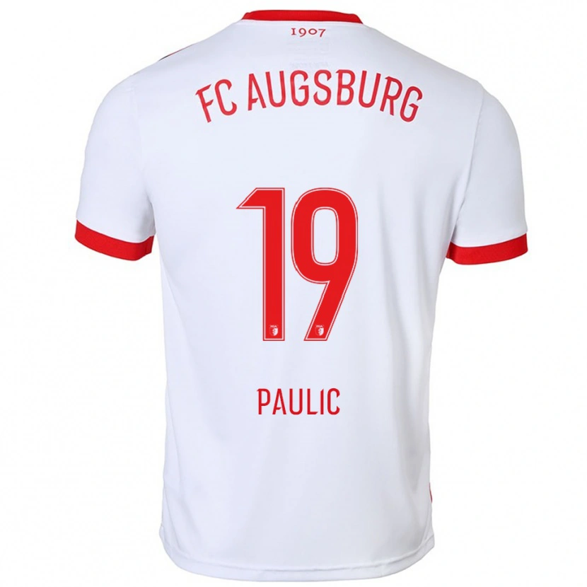 Danxen Dzieci Anthony Paulic #19 Biały Czerwony Domowa Koszulka 2025/26 Koszulki Klubowe
