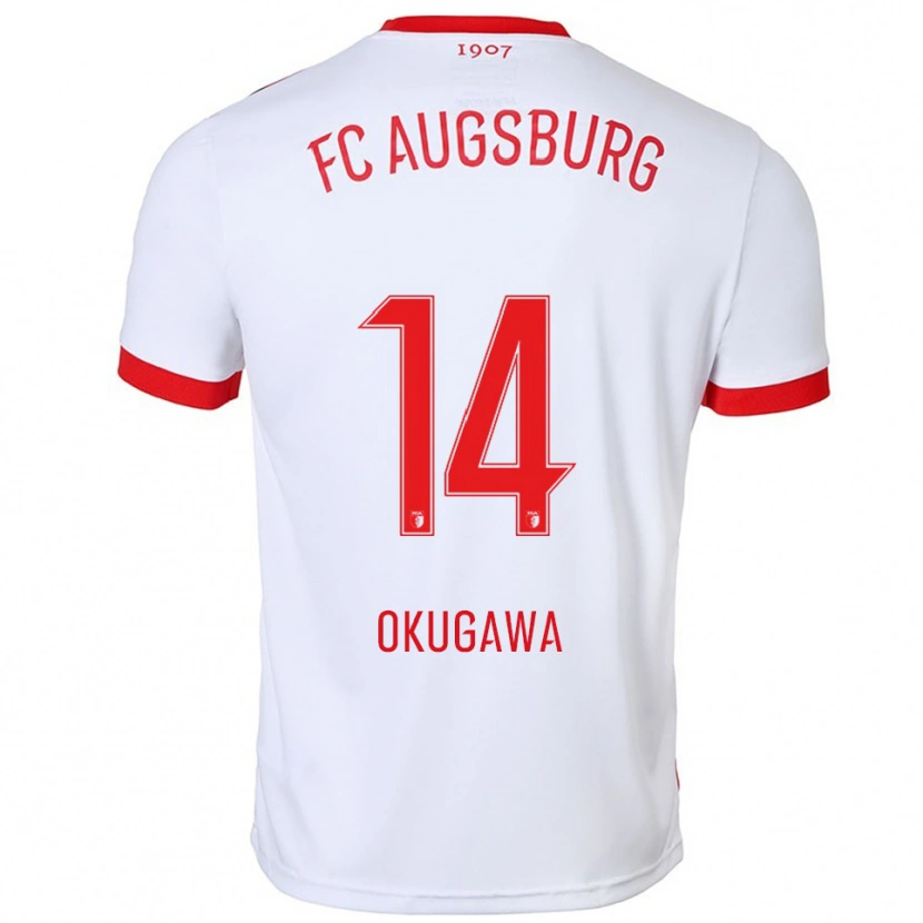 Danxen Dzieci Masaya Okugawa #14 Biały Czerwony Domowa Koszulka 2025/26 Koszulki Klubowe