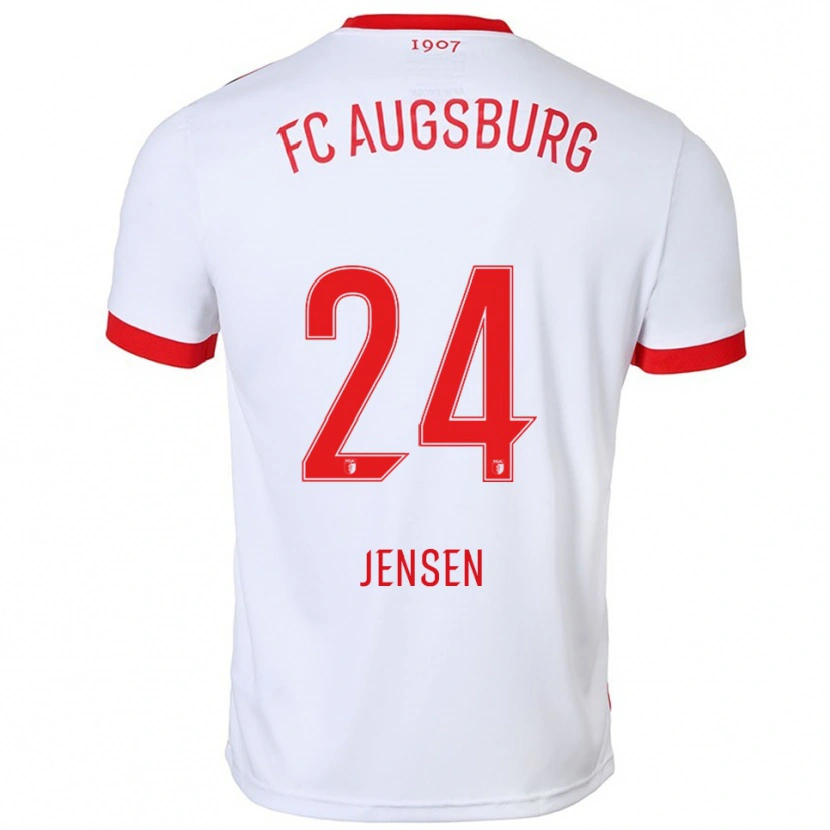 Danxen Dzieci Fredrik Jensen #24 Biały Czerwony Domowa Koszulka 2025/26 Koszulki Klubowe