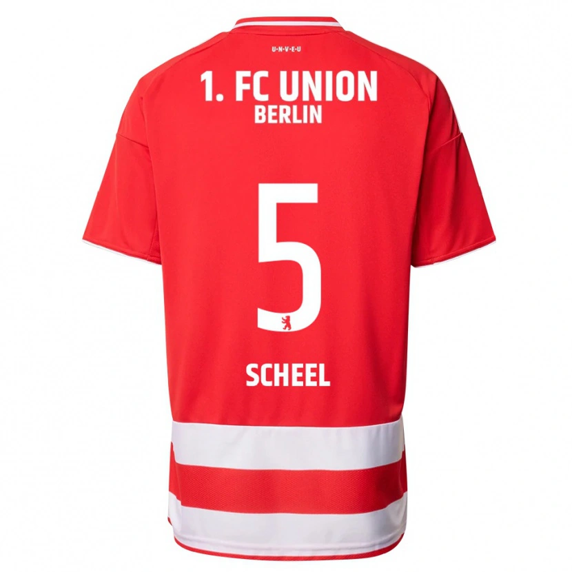Danxen Dzieci Luca Scheel #5 Czerwony Biały Domowa Koszulka 2025/26 Koszulki Klubowe