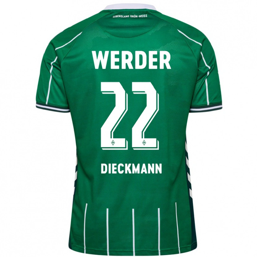 Danxen Dzieci Rieke Dieckmann #22 Zielony Biały Domowa Koszulka 2025/26 Koszulki Klubowe