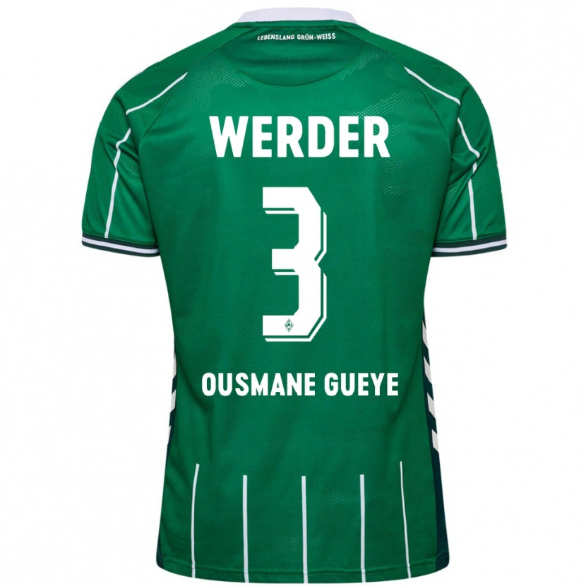 Danxen Dzieci Papa Ousmane Gueye #3 Zielony Biały Domowa Koszulka 2025/26 Koszulki Klubowe