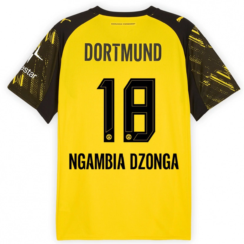 Danxen Dzieci Diego Ngambia #18 Żółty Czarny Domowa Koszulka 2025/26 Koszulki Klubowe