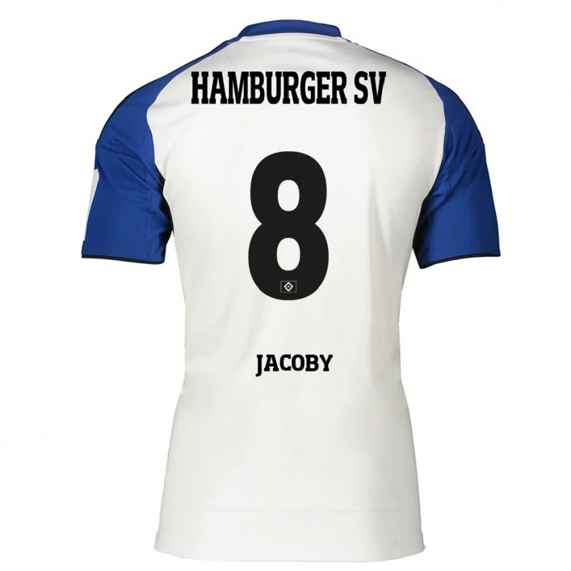 Danxen Dzieci Leandro Jacoby #8 Biały Niebieski Domowa Koszulka 2025/26 Koszulki Klubowe
