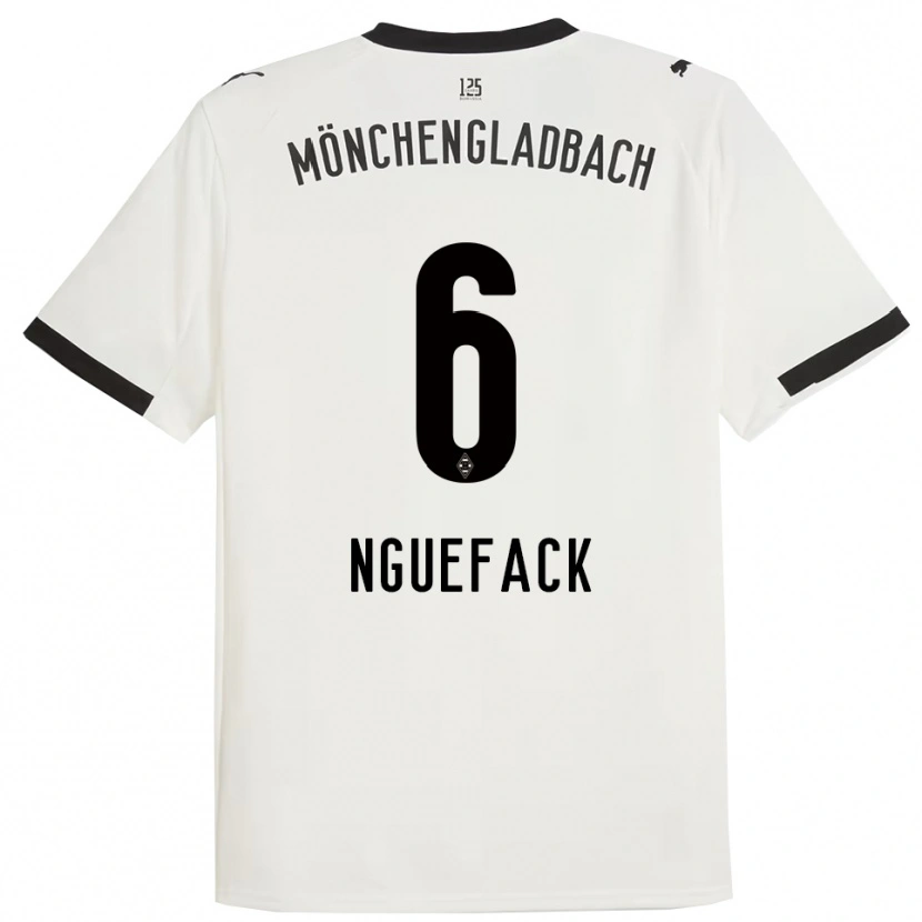 Danxen Dzieci Mathieu Nguefack #6 Biały Czarny Domowa Koszulka 2025/26 Koszulki Klubowe
