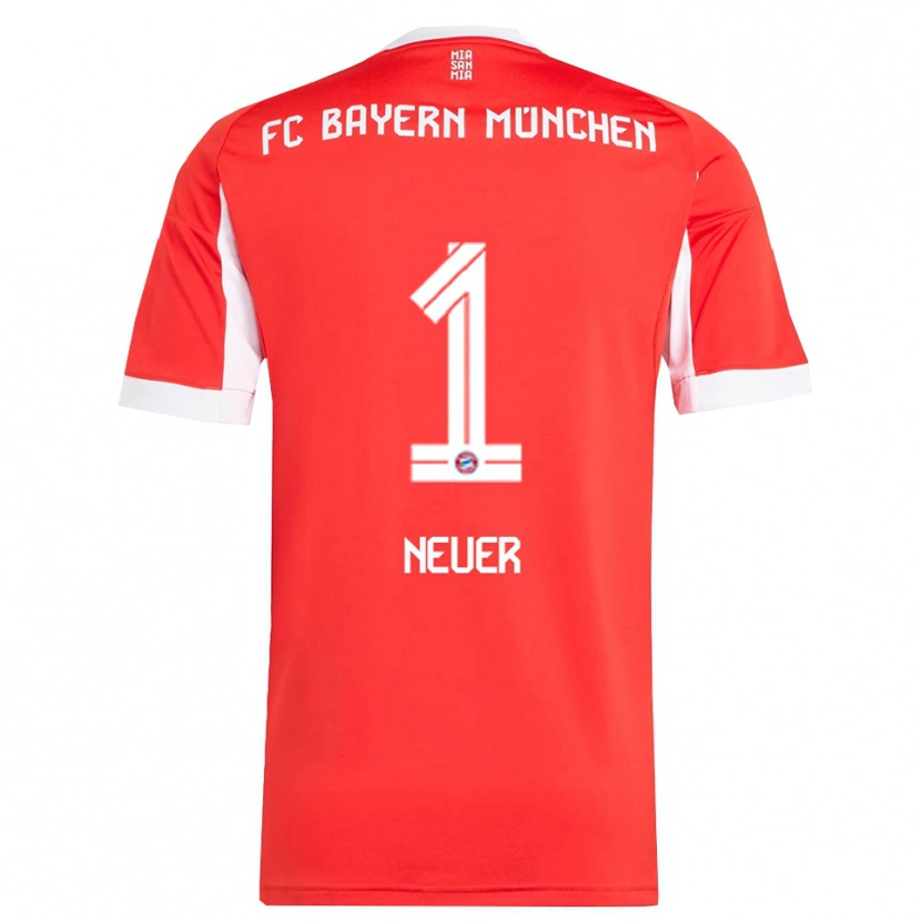 Danxen Dzieci Manuel Neuer #1 Biały Czerwony Domowa Koszulka 2025/26 Koszulki Klubowe