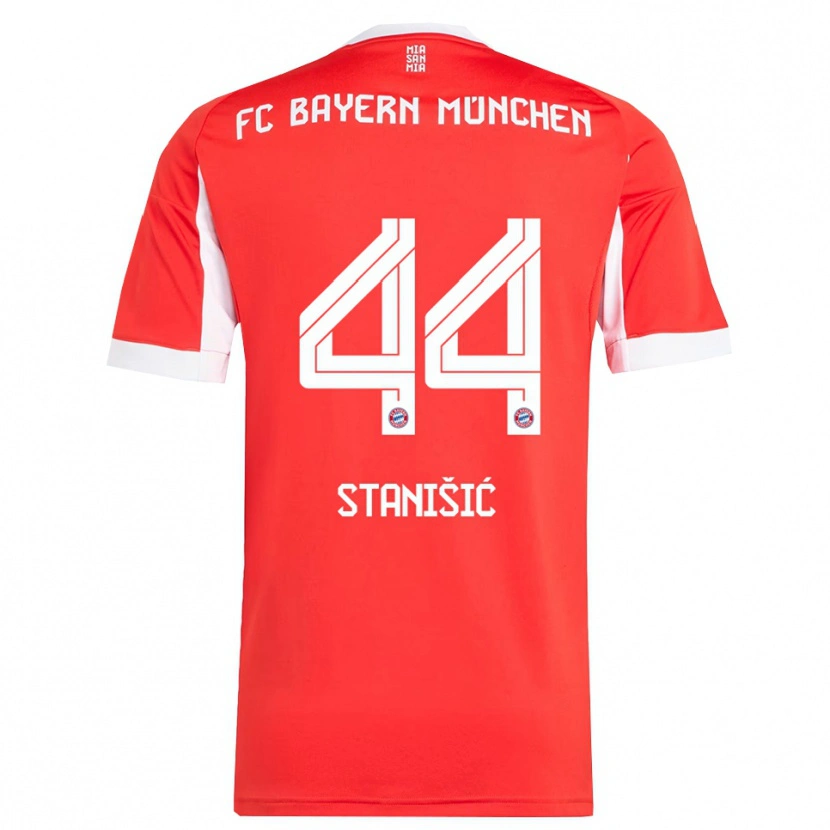 Danxen Dzieci Josip Stanisic #44 Biały Czerwony Domowa Koszulka 2025/26 Koszulki Klubowe