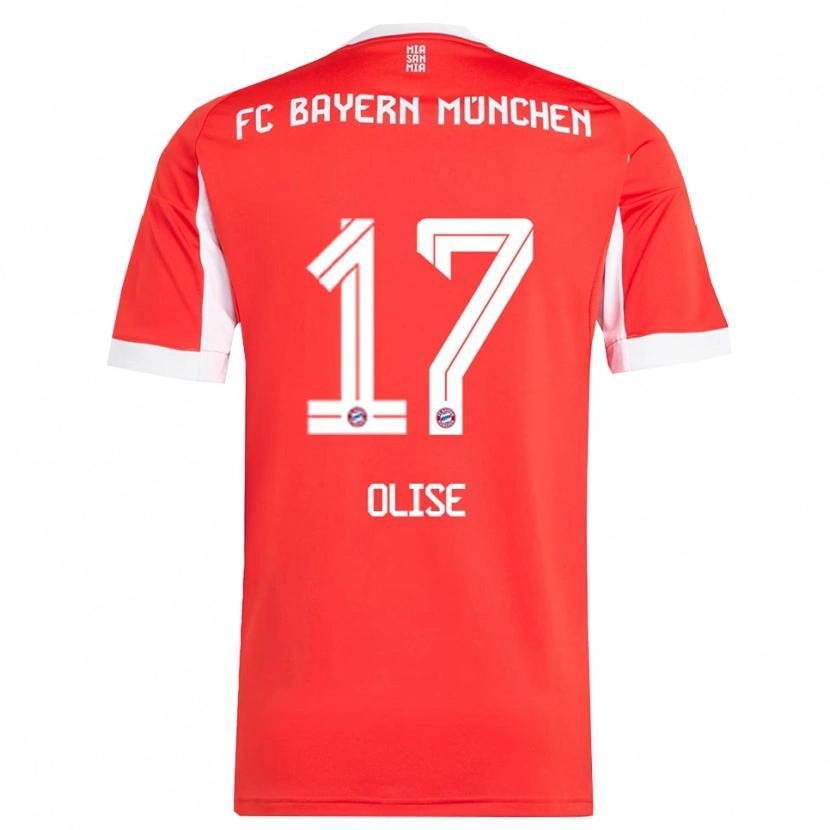 Danxen Dzieci Michael Olise #17 Biały Czerwony Domowa Koszulka 2025/26 Koszulki Klubowe