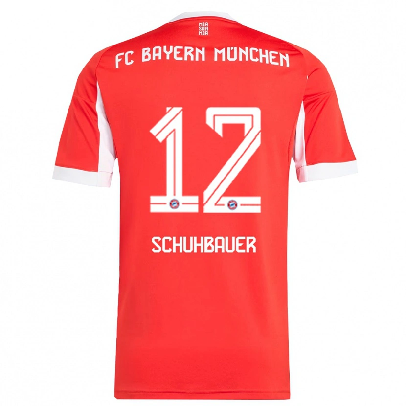Danxen Dzieci Maximilian Schuhbauer #12 Biały Czerwony Domowa Koszulka 2025/26 Koszulki Klubowe