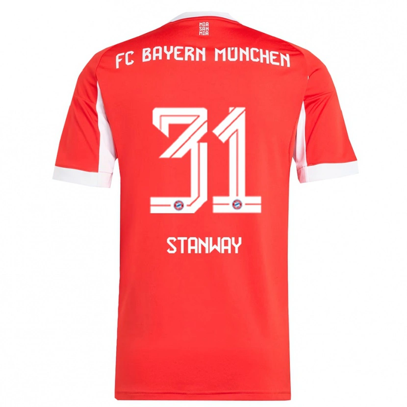 Danxen Dzieci Georgia Stanway #31 Biały Czerwony Domowa Koszulka 2025/26 Koszulki Klubowe