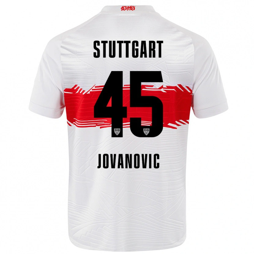 Danxen Dzieci Lazar Jovanovic #45 Biały Czerwony Domowa Koszulka 2025/26 Koszulki Klubowe