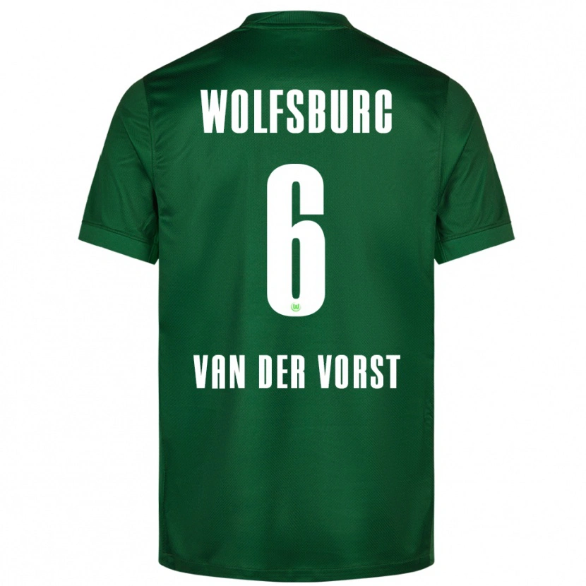 Danxen Dzieci Fynn Van Der Vorst #6 Zielony Biały Domowa Koszulka 2025/26 Koszulki Klubowe