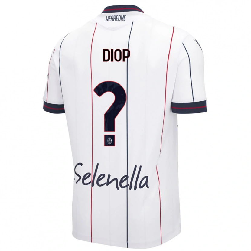 Danxen Dzieci Saer Diop #0 Biały Królewski Niebieski Wyjazdowa Koszulka 2025/26 Koszulki Klubowe