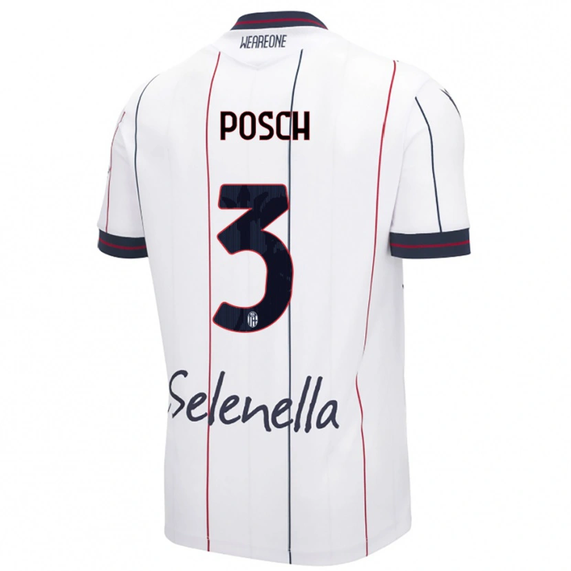 Danxen Dzieci Stefan Posch #3 Biały Królewski Niebieski Wyjazdowa Koszulka 2025/26 Koszulki Klubowe