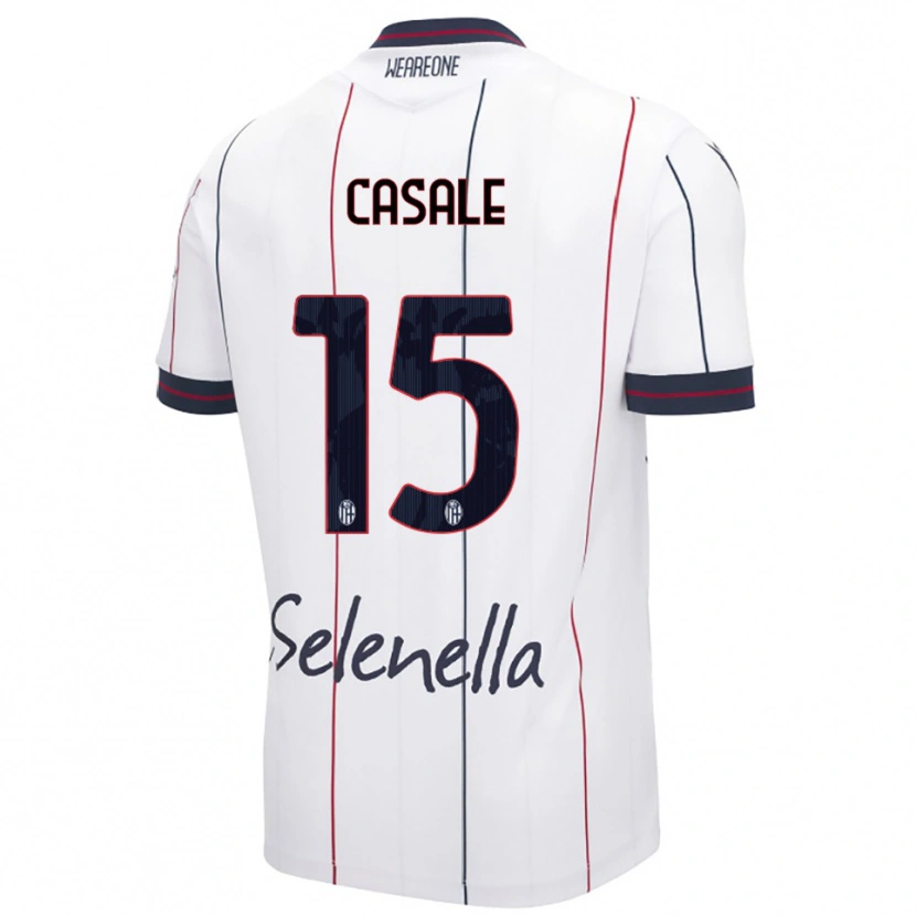 Danxen Dzieci Nicolò Casale #15 Biały Królewski Niebieski Wyjazdowa Koszulka 2025/26 Koszulki Klubowe