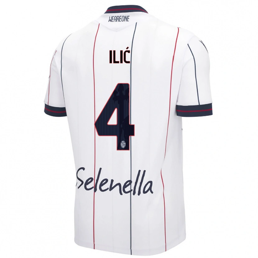 Danxen Dzieci Mihajlo Ilić #4 Biały Królewski Niebieski Wyjazdowa Koszulka 2025/26 Koszulki Klubowe