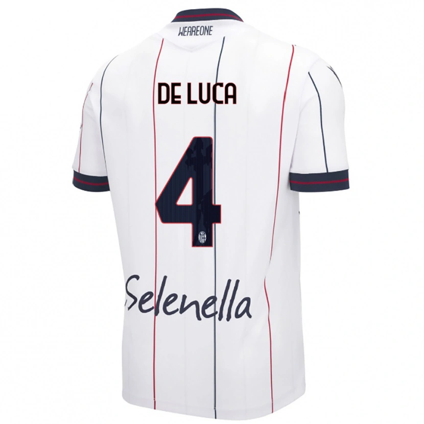 Danxen Dzieci Alessandro De Luca #4 Biały Królewski Niebieski Wyjazdowa Koszulka 2025/26 Koszulki Klubowe