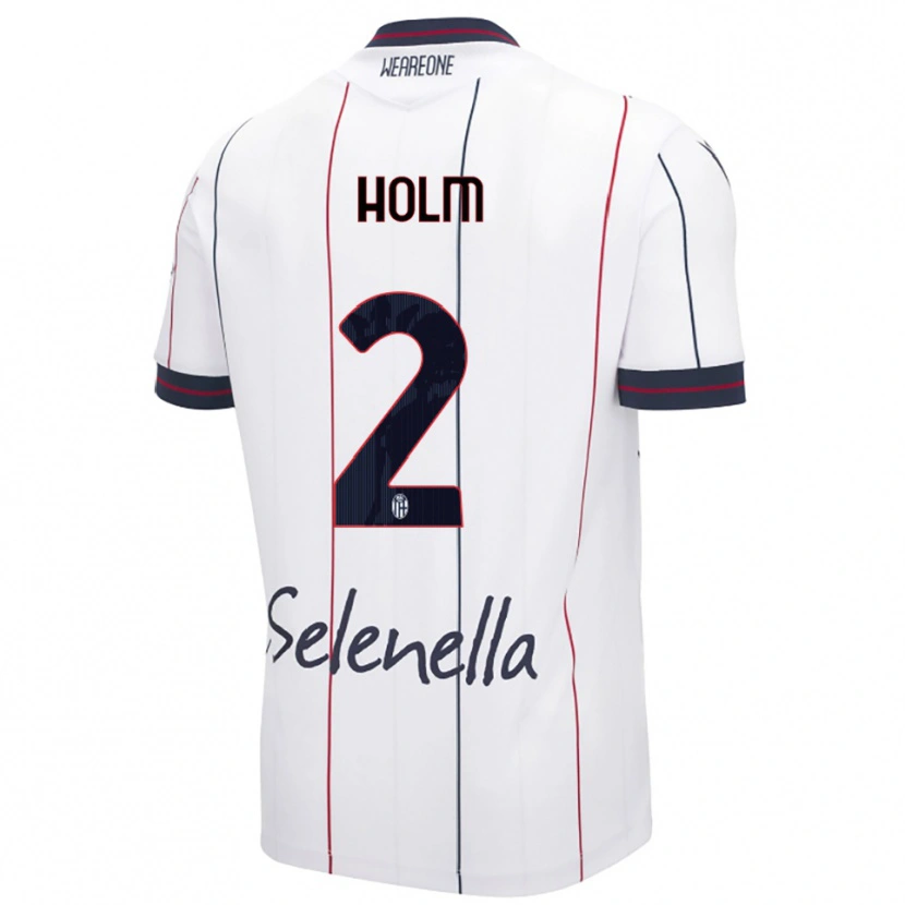Danxen Dzieci Emil Holm #2 Biały Królewski Niebieski Wyjazdowa Koszulka 2025/26 Koszulki Klubowe