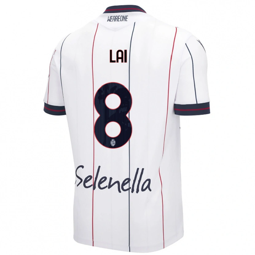 Danxen Dzieci Luca Lai #8 Biały Królewski Niebieski Wyjazdowa Koszulka 2025/26 Koszulki Klubowe