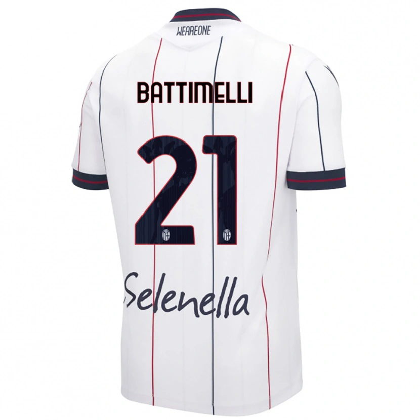 Danxen Dzieci Giuseppe Battimelli #21 Biały Królewski Niebieski Wyjazdowa Koszulka 2025/26 Koszulki Klubowe