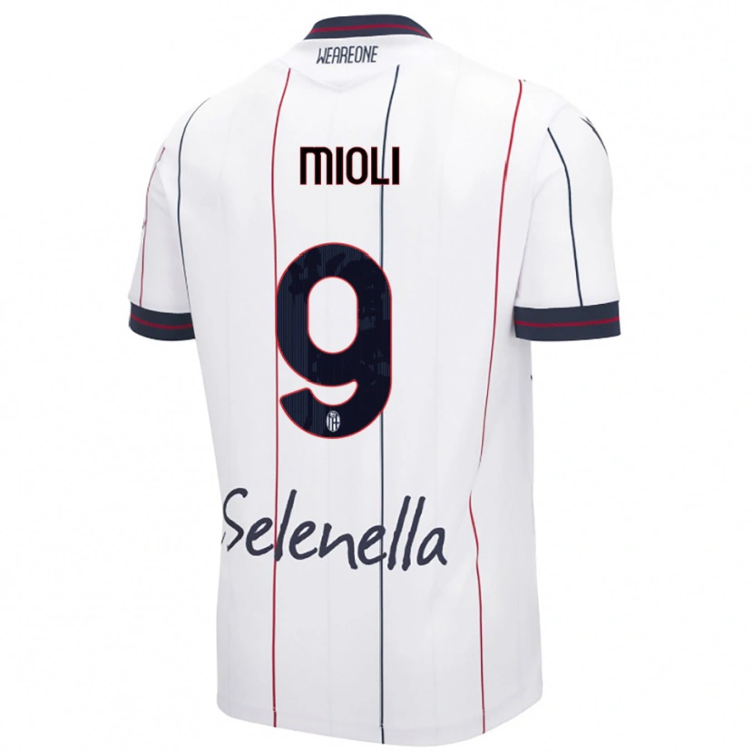 Danxen Dzieci Mattia Mioli #9 Biały Królewski Niebieski Wyjazdowa Koszulka 2025/26 Koszulki Klubowe